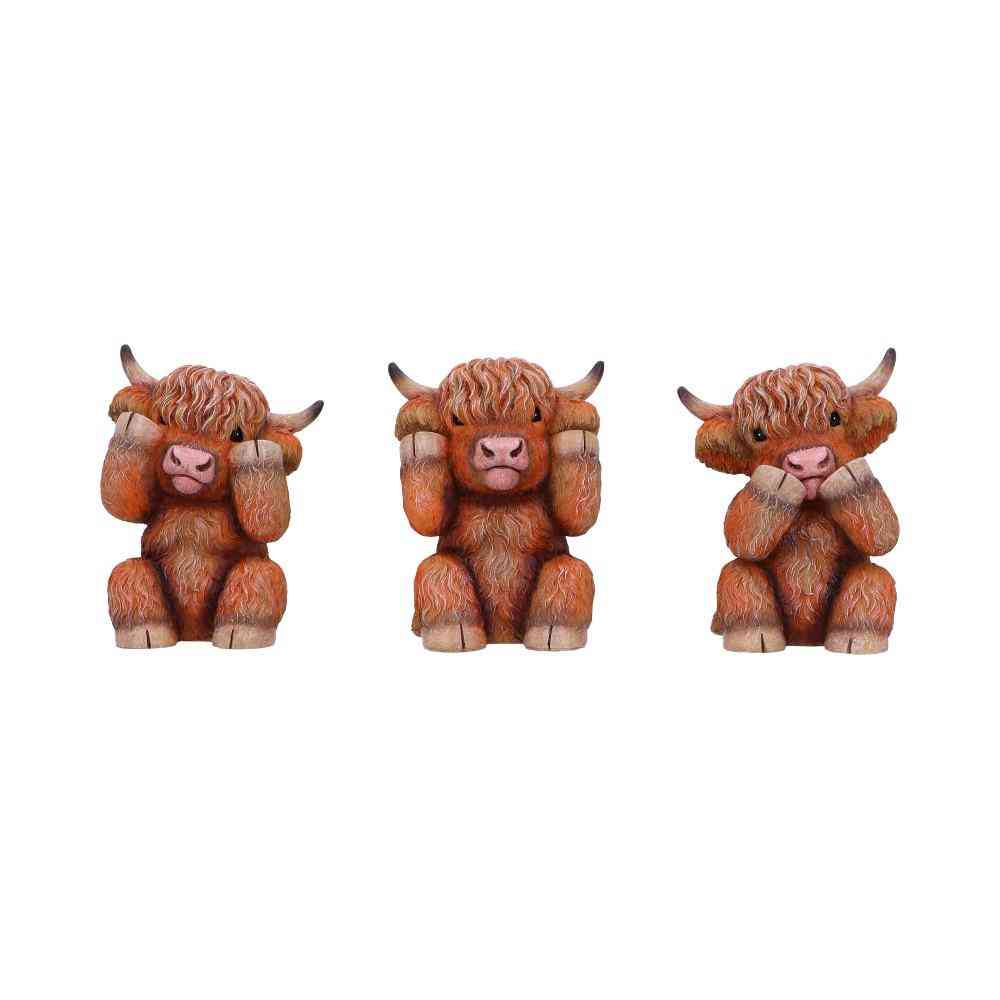 Nemesis Now - Three Wise Highland Cows 9.6cm Figurines - Multicolore
